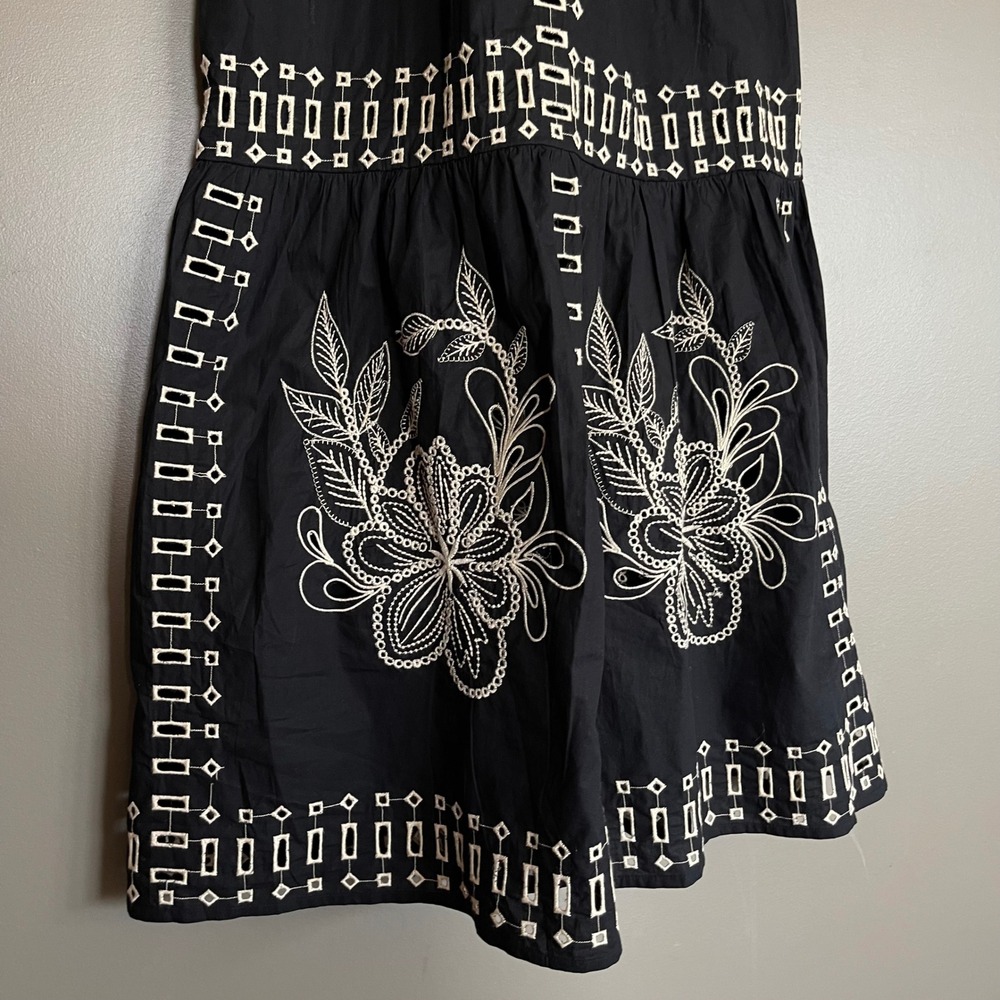 NWT Rails Fawn Dress XXS Black Ivory Embroidered Floral Cotton Tiered Maxi Chic - Picture 8 of 16